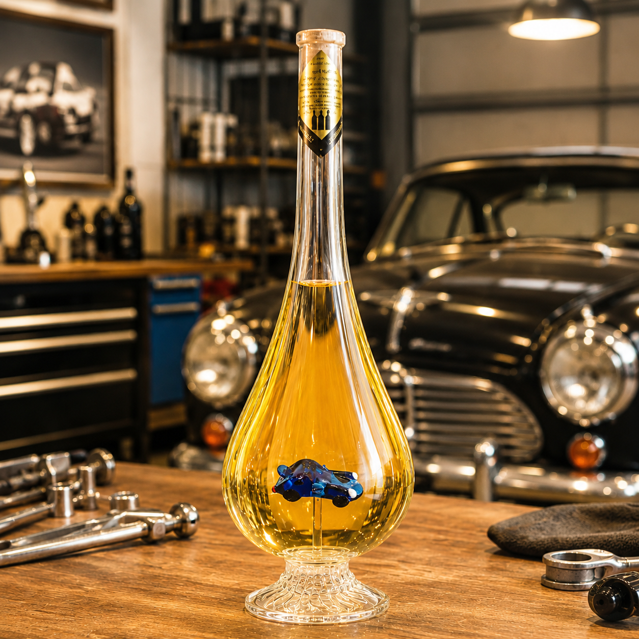 Decoratieve druppelfles met Porsche binnenin (0,5 l)